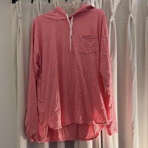 Vineyard Vines Coral and White Striped Hoodie
